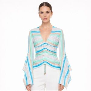 [Peter Pilotto] Stripe Jersey V Neck Blouse